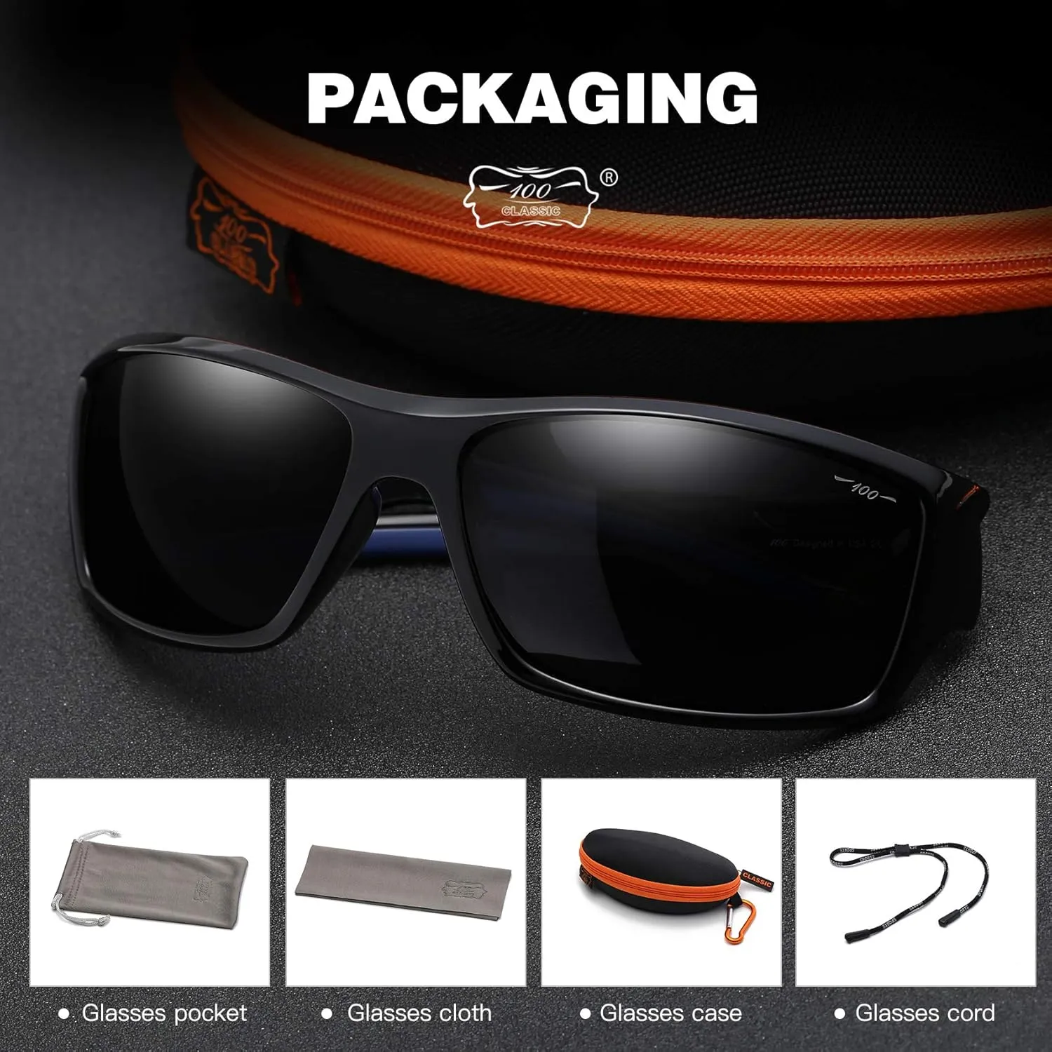 100 CLASSIC Polarized Sports Sunglasses TR90 Unbreakable Frame for Men Women Running Cycling Fishing Golf Baseball