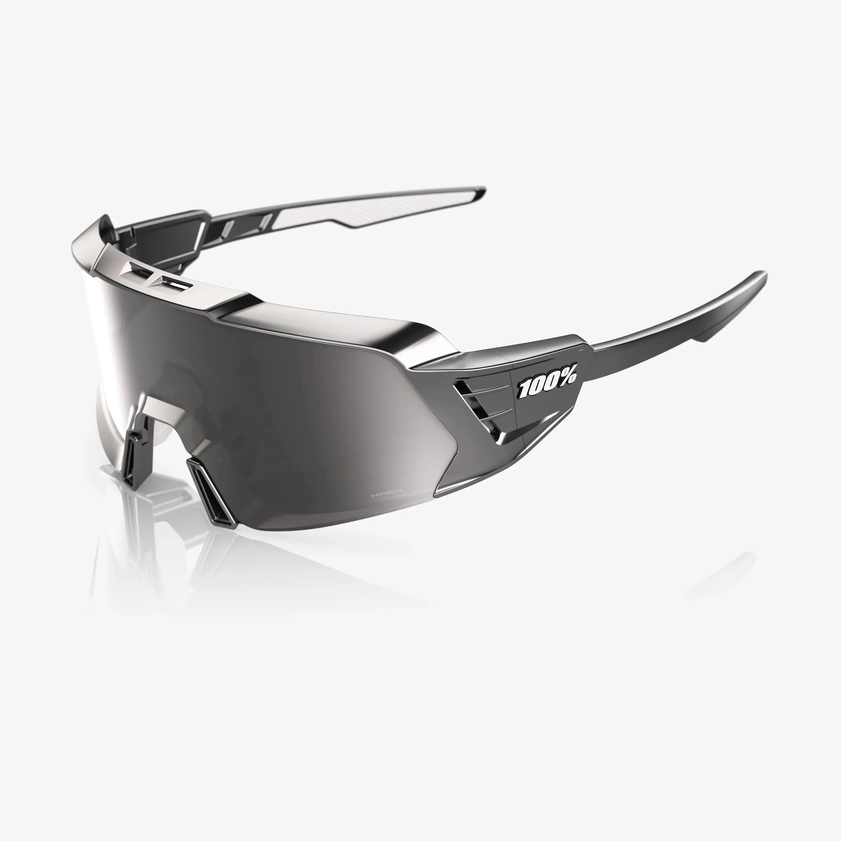 100% Korbin X Sunglasses, Gloss Black Chrome, HiPER Silver Chrome Lens