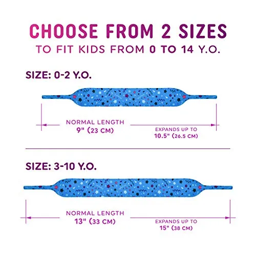 2 Eyeglass Straps for Kids by SQV-Neoprene Lanyard Sports Eyeglass Cord Holder, Party Green/Blue, 0-2 Years Old