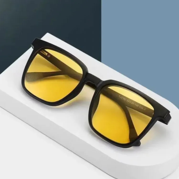 3 In 1 Night Vision plain glass spectacles Metal with Magnet Clip on Sunglasses