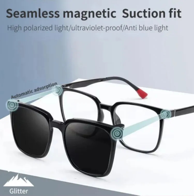 3 In 1 Night Vision plain glass spectacles Metal with Magnet Clip on Sunglasses