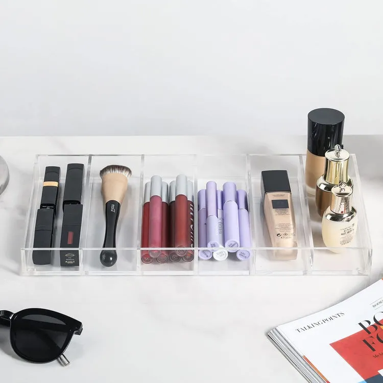 6 Slot Clear Acrylic Sunglasses and Eyeglasses Storage Organizer Tray, Eyewear Display Case, Set of 2