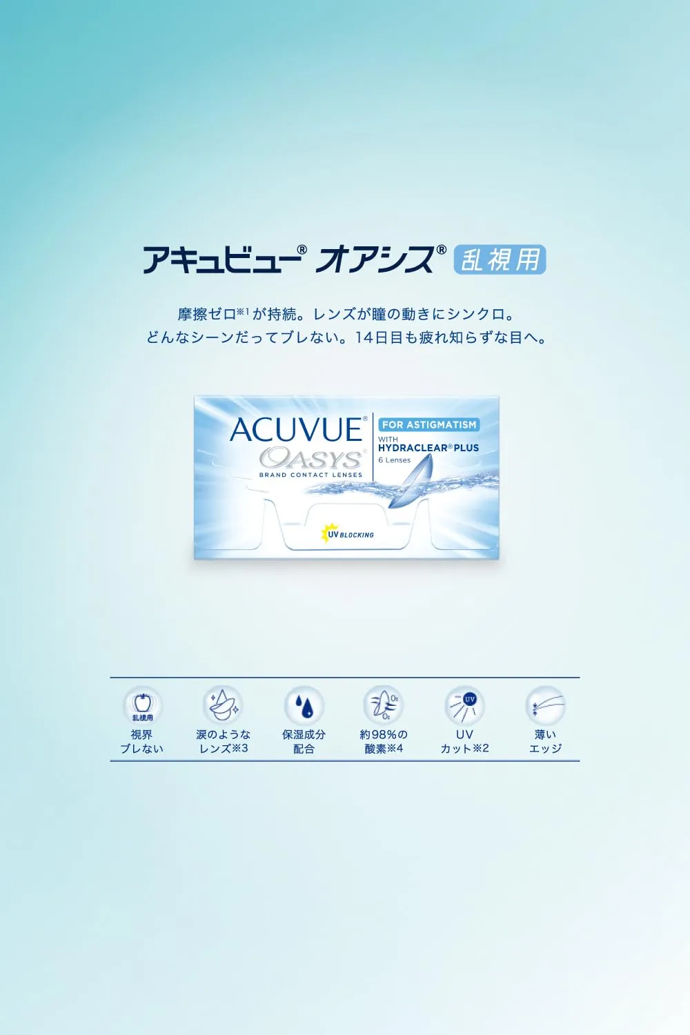 ACUVUE OASYS for Astigmatism contact lenses - 2-week lenses for day and night with -3.5 dpt, Cyl -1.25, Ach 180 & BC 8.6 - UV protection, protection against drying out & comfortable to wear - 6 lenses