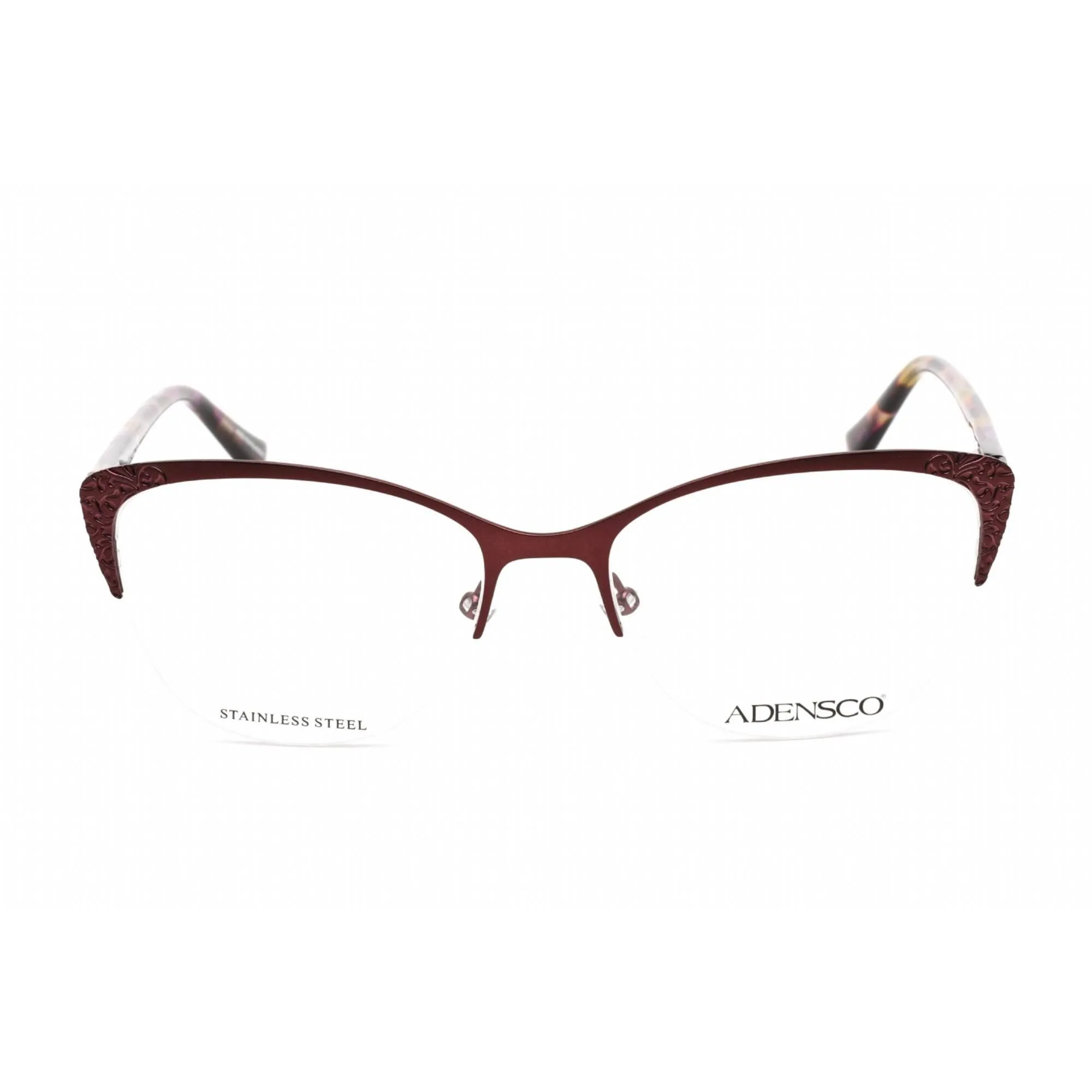 Adensco Women's Eyeglasses - Matte Plum Stainless Steel Cat Eye Frame | AD 241 0U7I 00