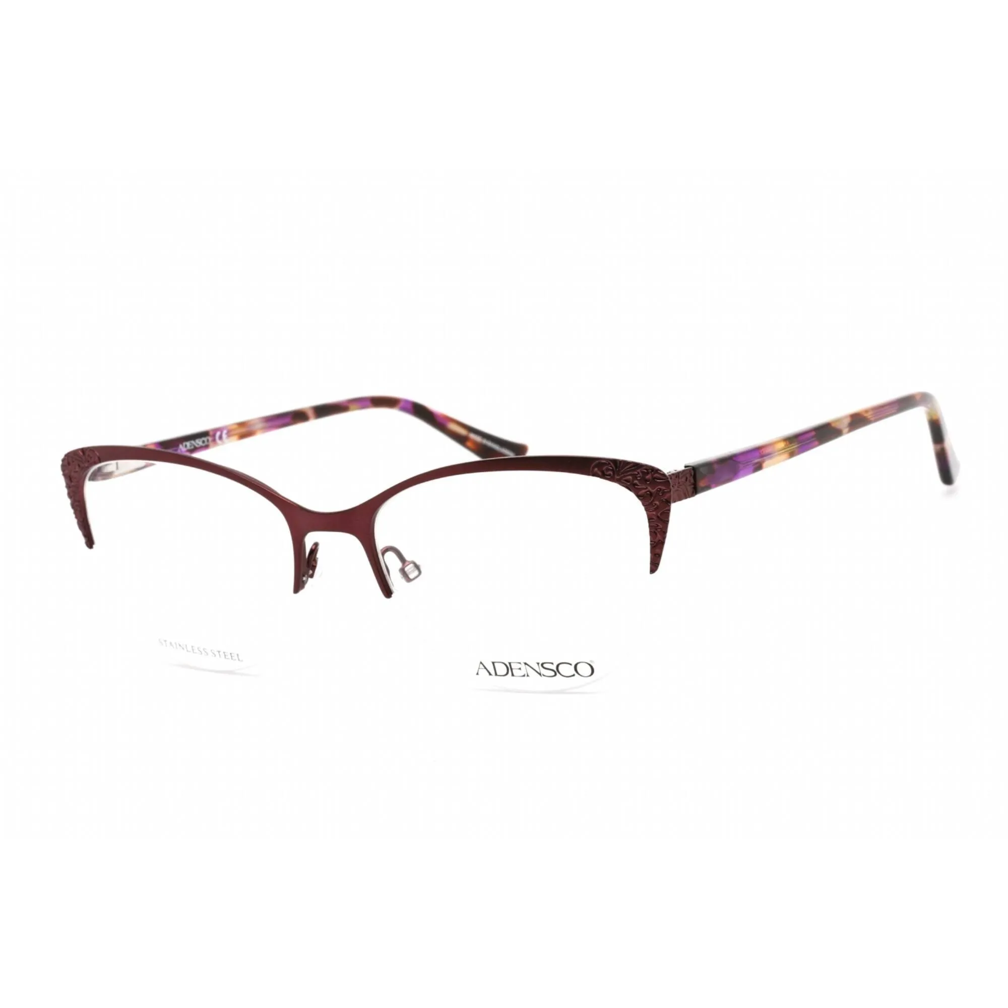 Adensco Women's Eyeglasses - Matte Plum Stainless Steel Cat Eye Frame | AD 241 0U7I 00
