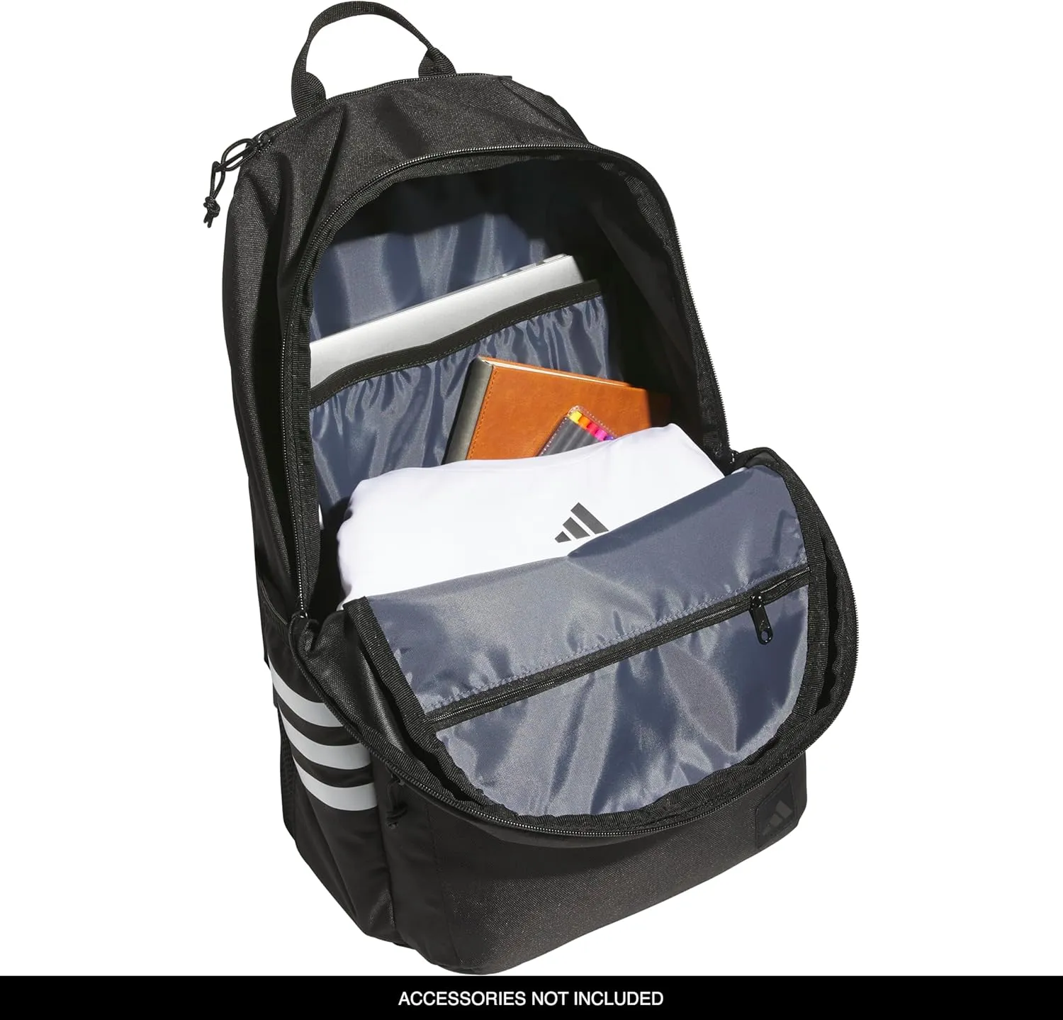 adidas Classic 3-Stripe Durable Backpack Student Athletic Sport Laptop Book Bag, Black/5.0, One Size