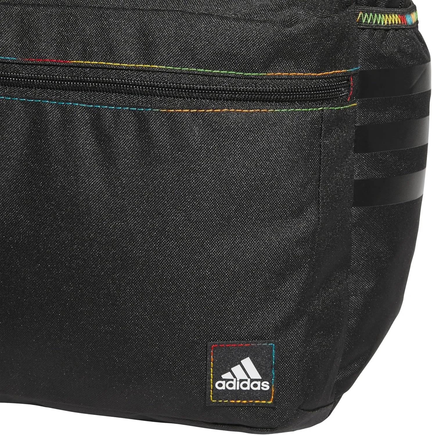 adidas Classic 3-Stripe Durable Backpack Student Athletic Sport Laptop Book Bag, Black/Pulse Magenta Pink/Rainbow/5.0, One Size