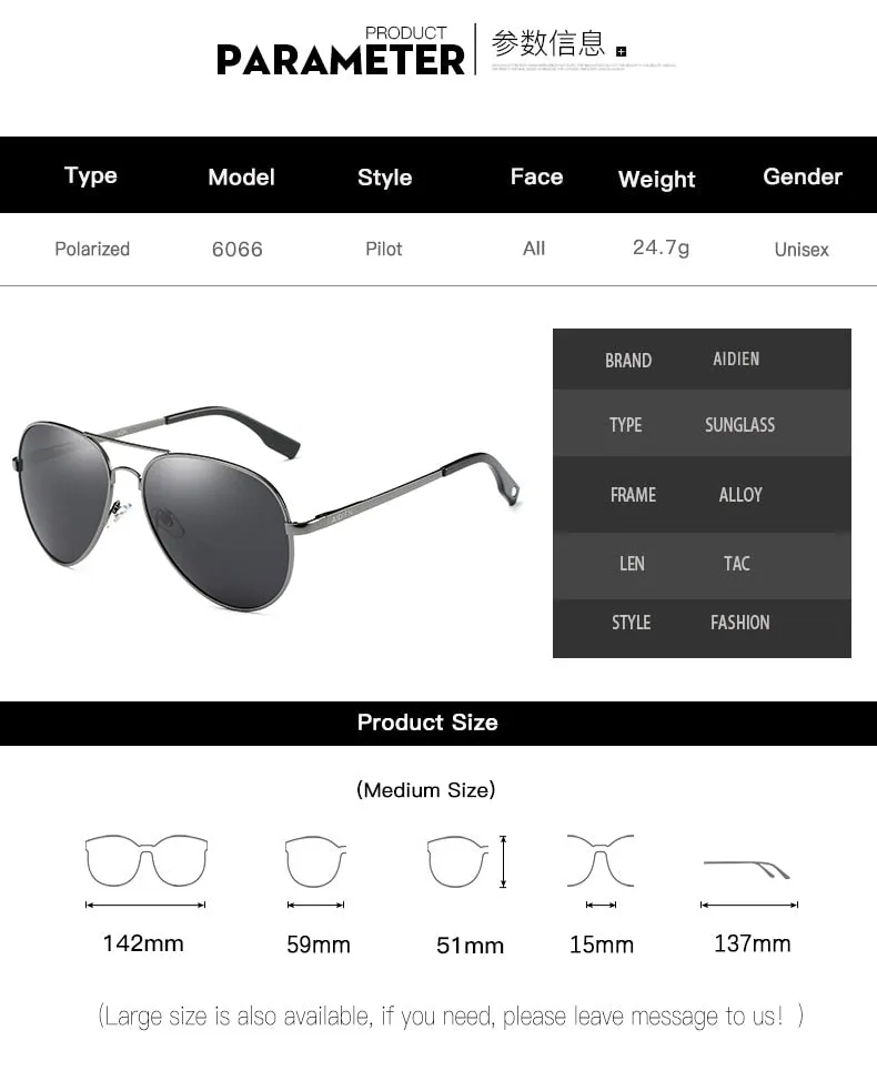 Aidien Unisex Full Rim Alloy Round Myopic Reading Glasses Sunglasses  6606