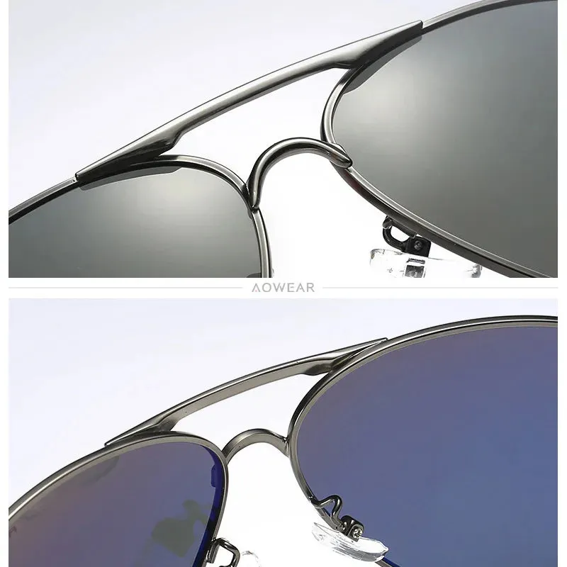 AOWEAR Men's Aviators Sunglasses HD Driving Pilot Sun Glasses Men Polarized Aviation Mirror Sunglass for Menl unettes de soleil homme