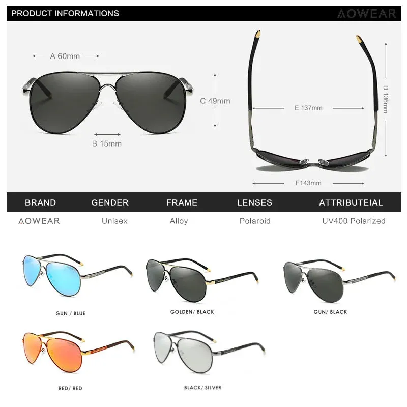 AOWEAR Men's Aviators Sunglasses HD Driving Pilot Sun Glasses Men Polarized Aviation Mirror Sunglass for Menl unettes de soleil homme