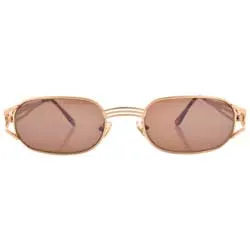 AUDIO Gold/Brown Oval Sunglasses