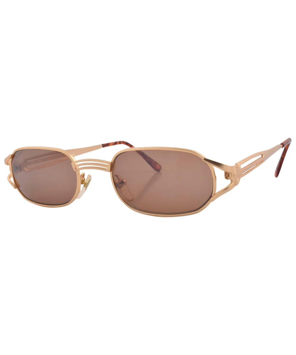 AUDIO Gold/Brown Oval Sunglasses
