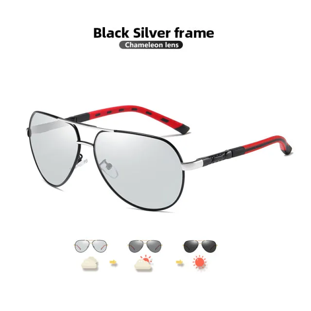 Aviation Men Sunglasses Photochromic Polarized  Anti-Glare Sun  Eyewear