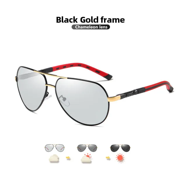 Aviation Men Sunglasses Photochromic Polarized  Anti-Glare Sun  Eyewear