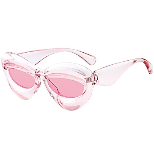 AWGSEE Trendy Inflated Shape Lip Sunglasses for Women Fashion Oversized Cat Eye Shades UV400 Protection