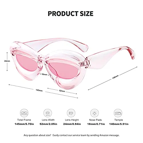 AWGSEE Trendy Inflated Shape Lip Sunglasses for Women Fashion Oversized Cat Eye Shades UV400 Protection