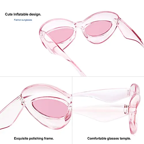 AWGSEE Trendy Inflated Shape Lip Sunglasses for Women Fashion Oversized Cat Eye Shades UV400 Protection
