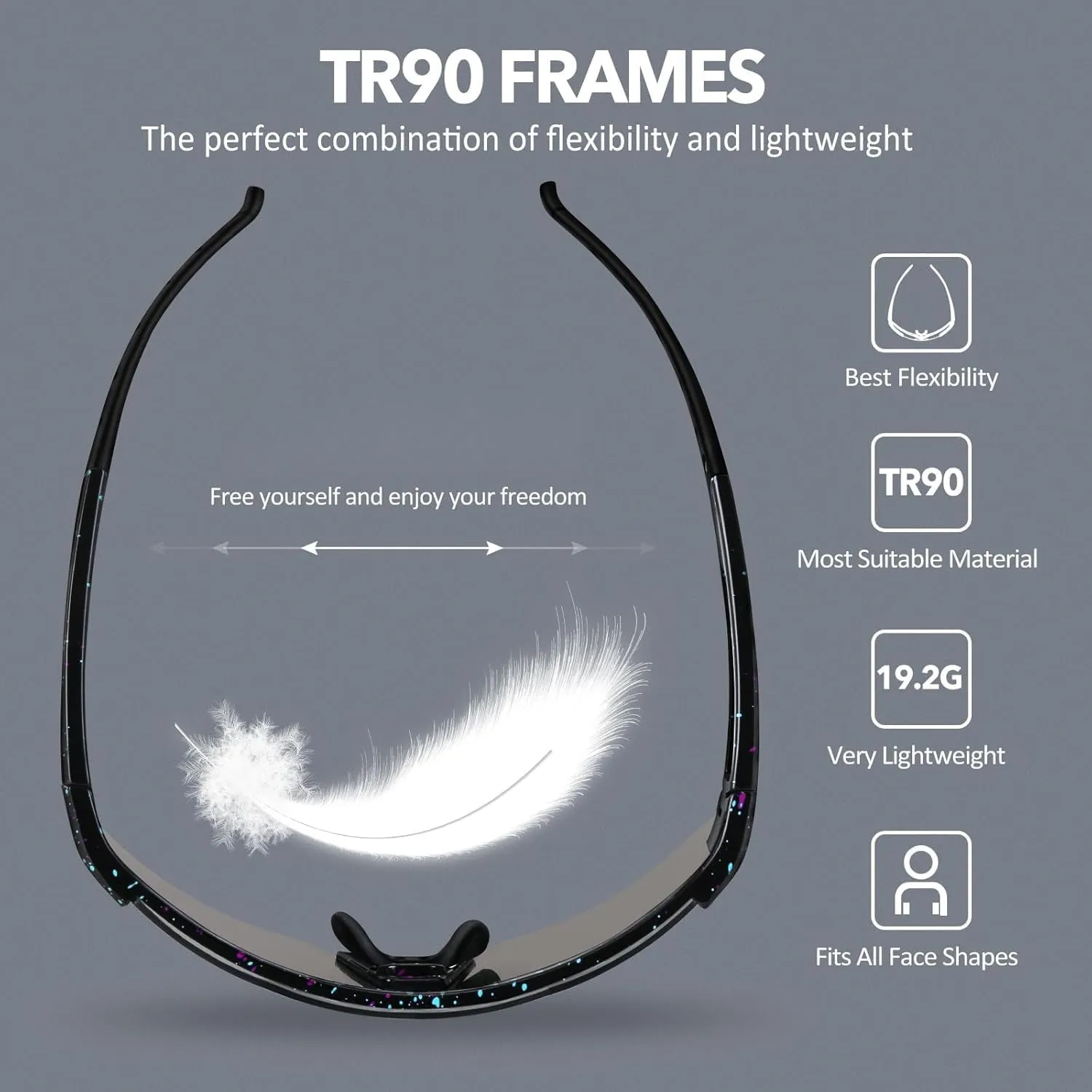 Baseball Sunglasses TR90 Frame, UV400 Protection, Polarized for Cycling and Sports