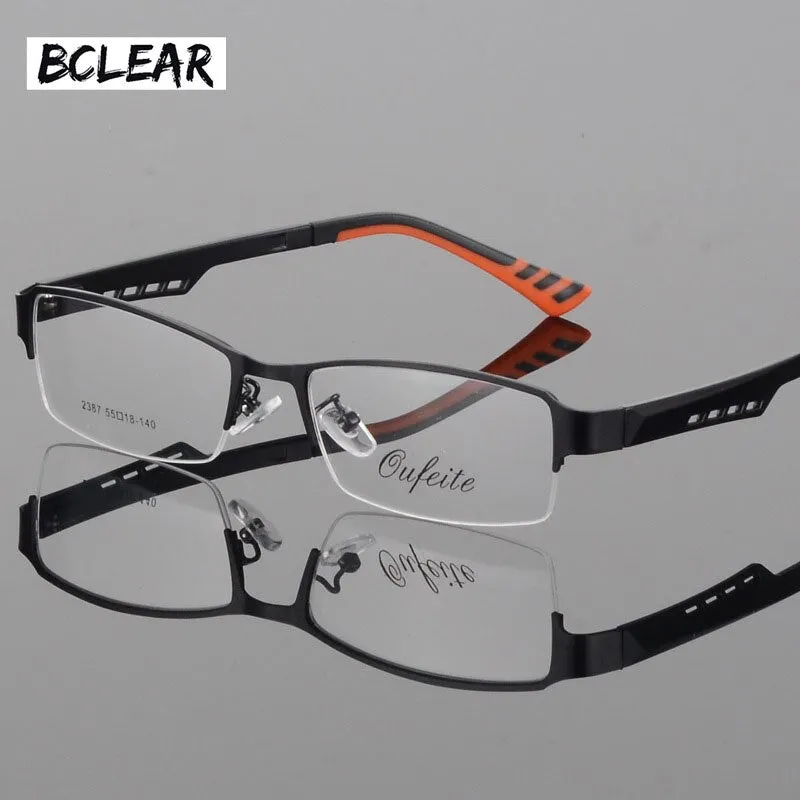 Bclear Men's Eyeglasses Semi Rim Square Titanium Alloy S2387
