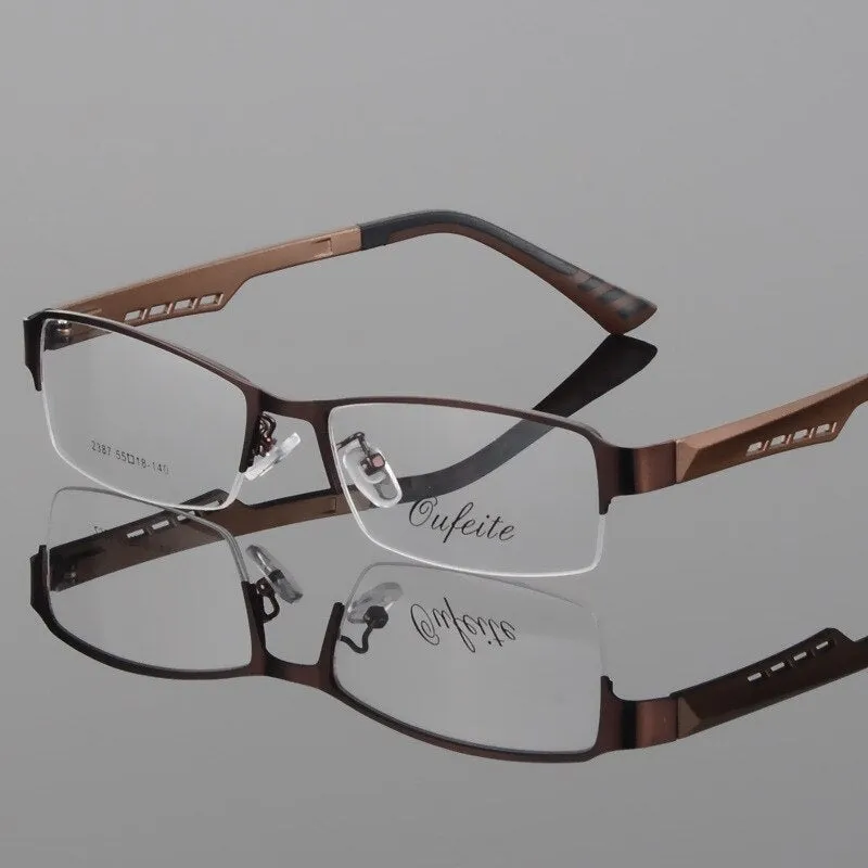 Bclear Men's Eyeglasses Semi Rim Square Titanium Alloy S2387
