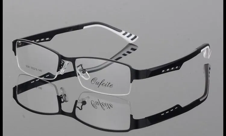 Bclear Men's Eyeglasses Semi Rim Square Titanium Alloy S2387