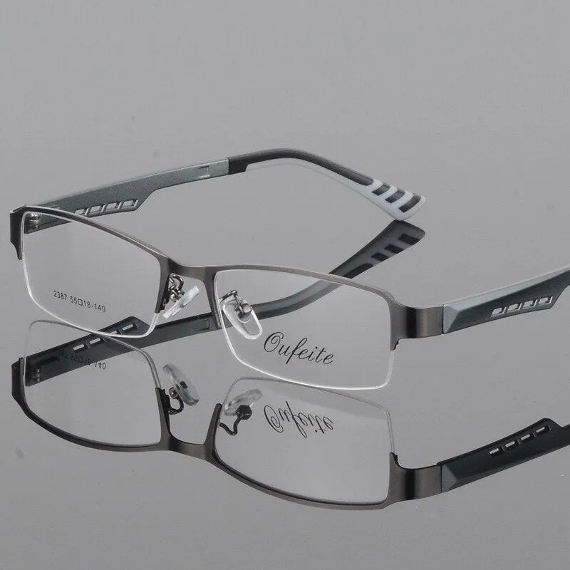 Bclear Men's Eyeglasses Semi Rim Square Titanium Alloy S2387