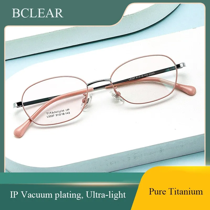 Bclear Unisex Full Rim Small Oval Titanium Frame Eyeglasses Lb5337