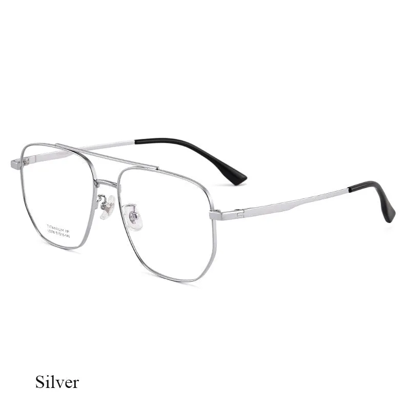 Bclear Unisex Full Rim Square Double Bridge Titanium Eyeglasses Lb5378