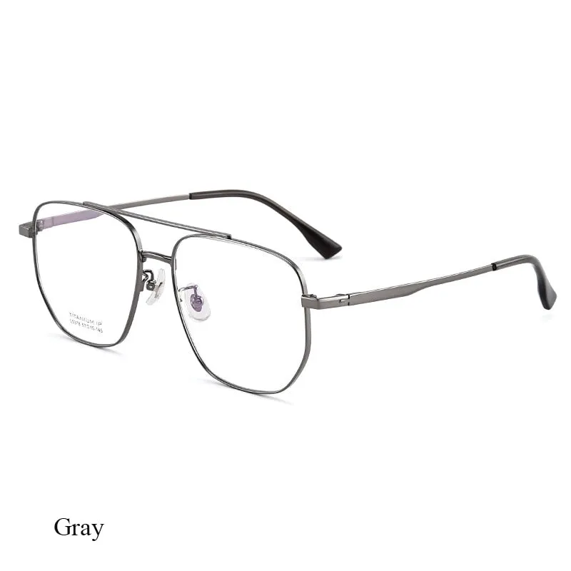 Bclear Unisex Full Rim Square Double Bridge Titanium Eyeglasses Lb5378