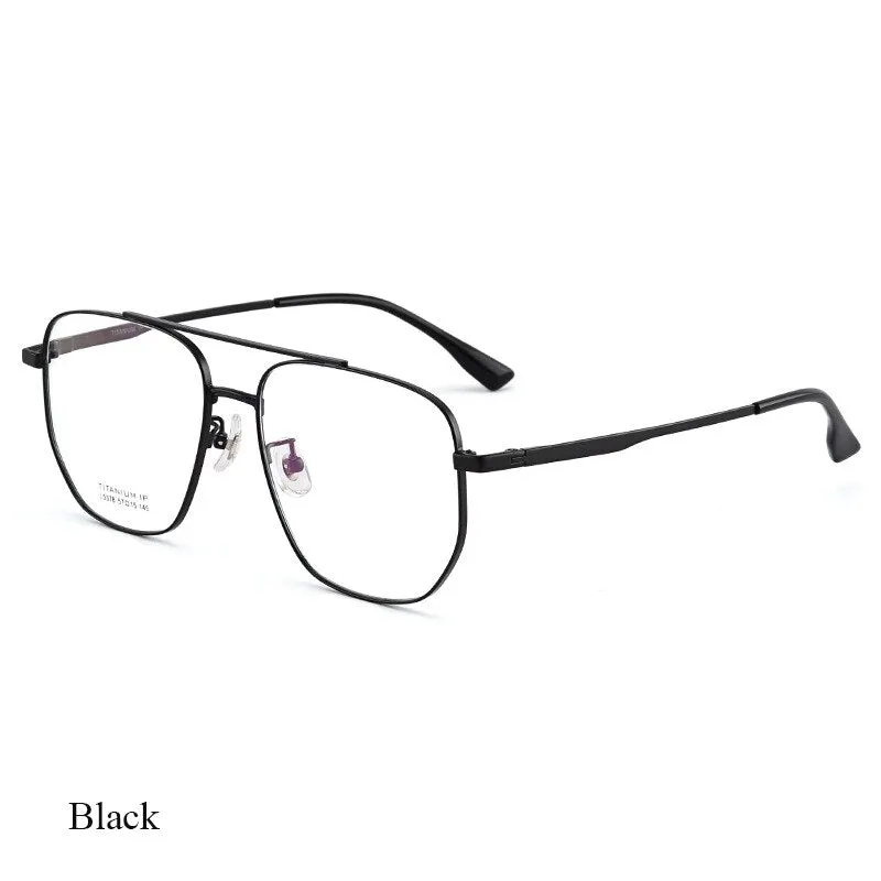 Bclear Unisex Full Rim Square Double Bridge Titanium Eyeglasses Lb5378