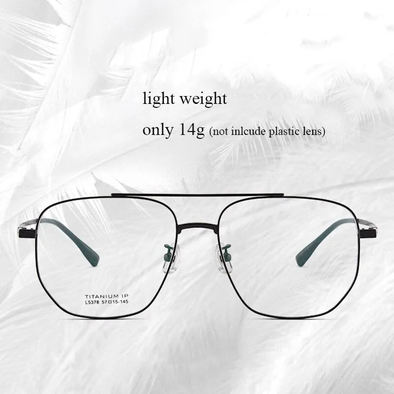 Bclear Unisex Full Rim Square Double Bridge Titanium Eyeglasses Lb5378