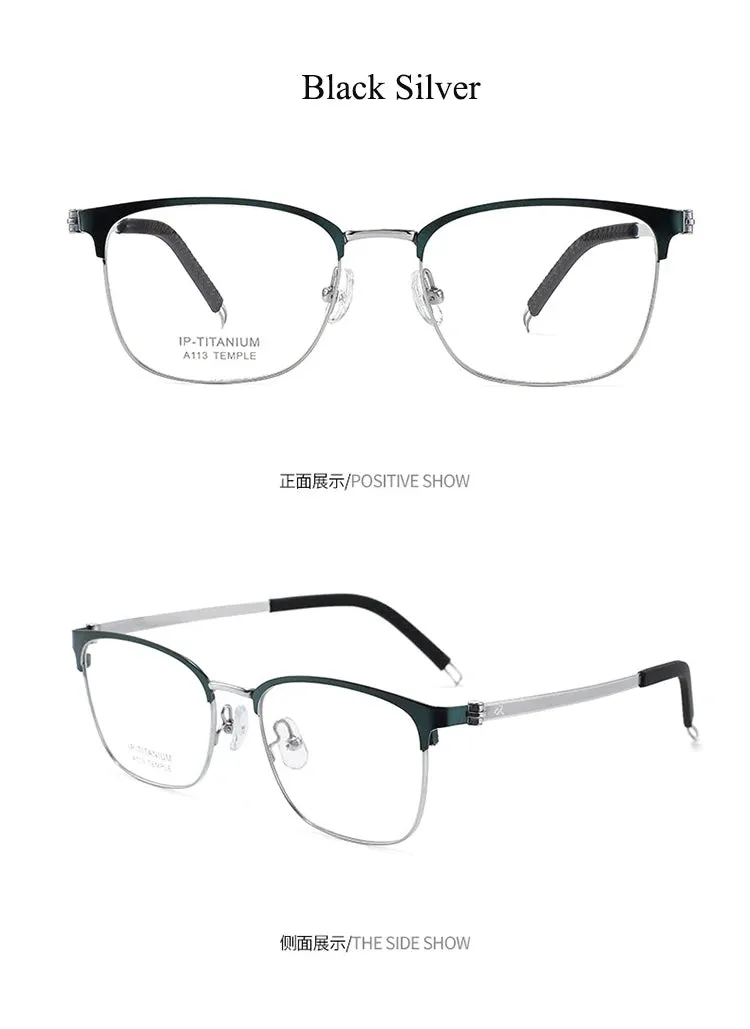 Bclear Unisex Full Rim Square Titanium Eyeglasses A113