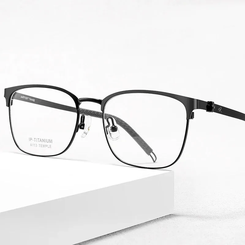 Bclear Unisex Full Rim Square Titanium Eyeglasses A113