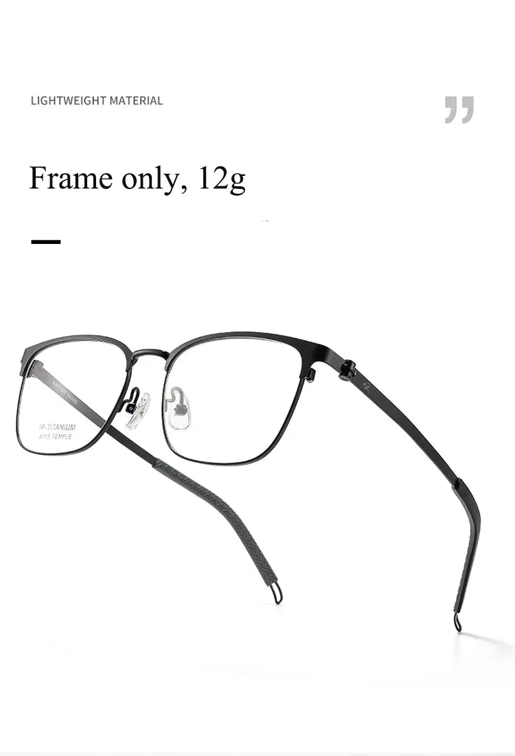 Bclear Unisex Full Rim Square Titanium Eyeglasses A113