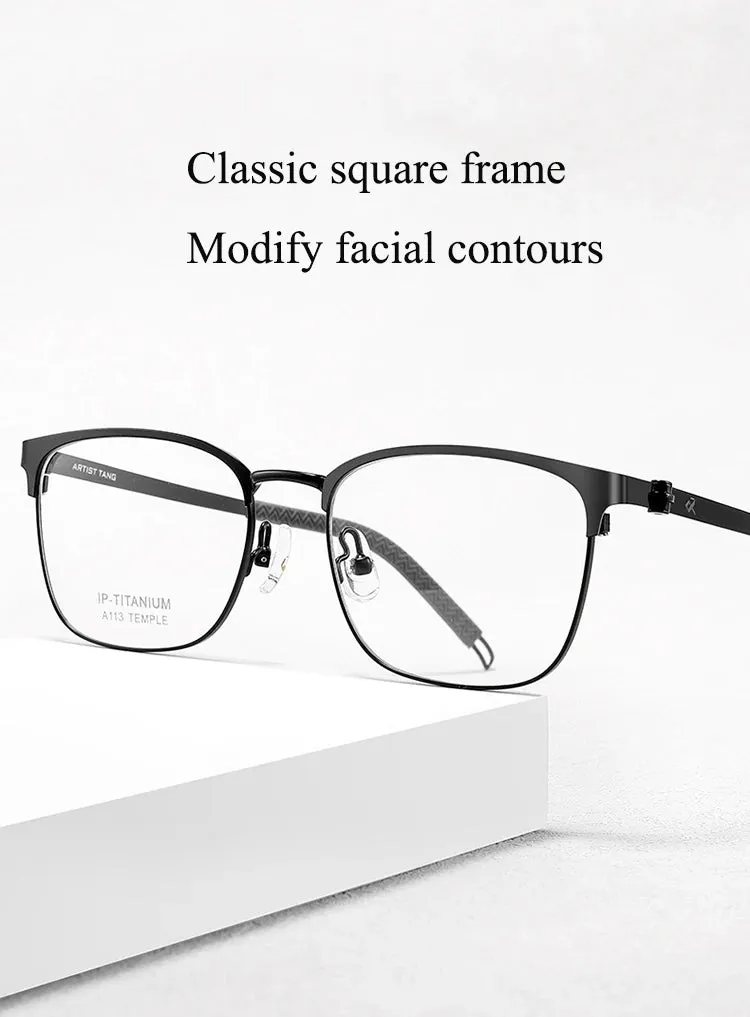 Bclear Unisex Full Rim Square Titanium Eyeglasses A113