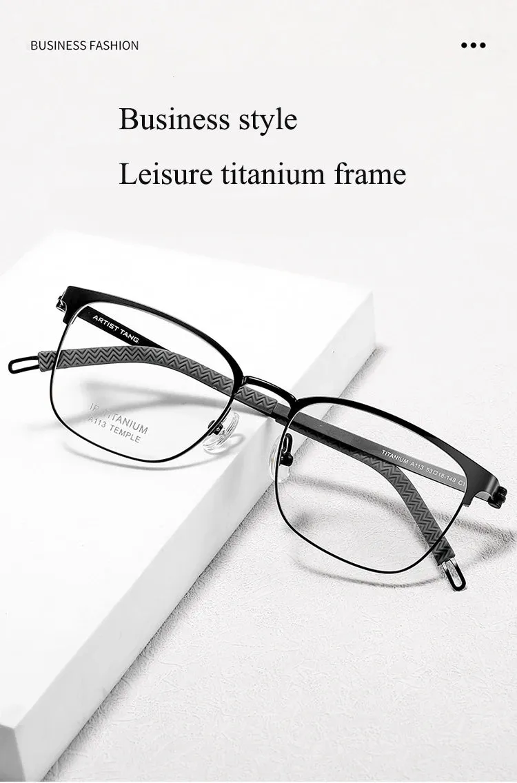 Bclear Unisex Full Rim Square Titanium Eyeglasses A113