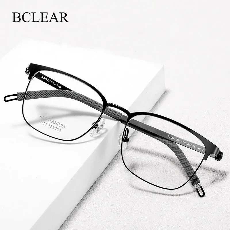 Bclear Unisex Full Rim Square Titanium Eyeglasses A113