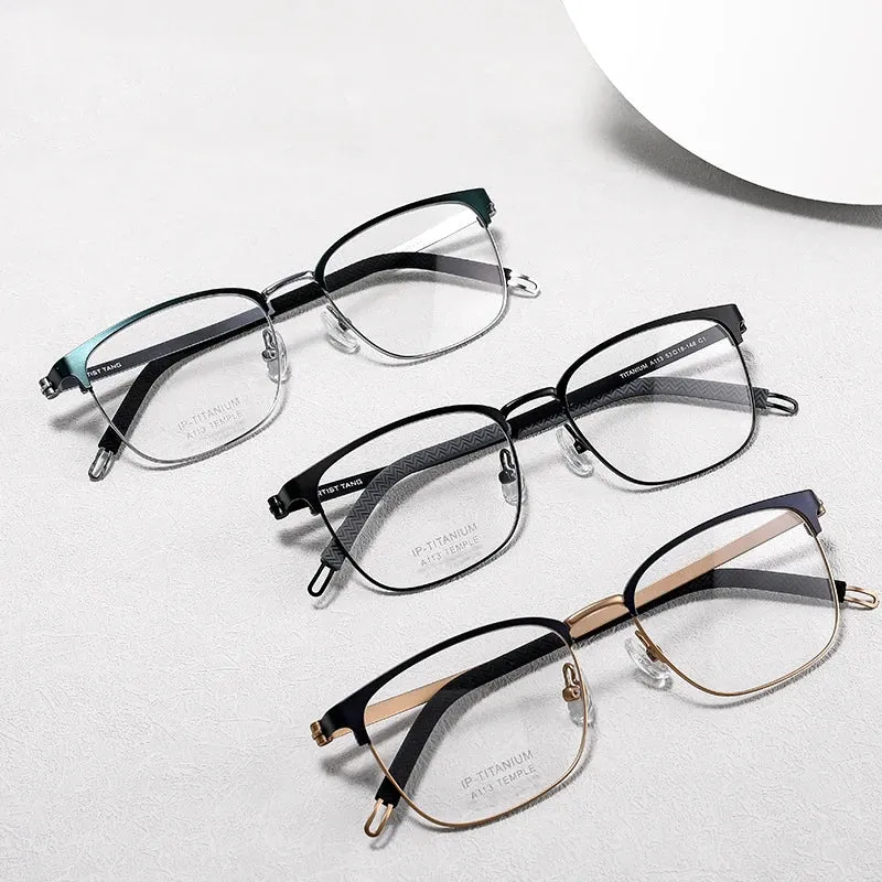Bclear Unisex Full Rim Square Titanium Eyeglasses A113