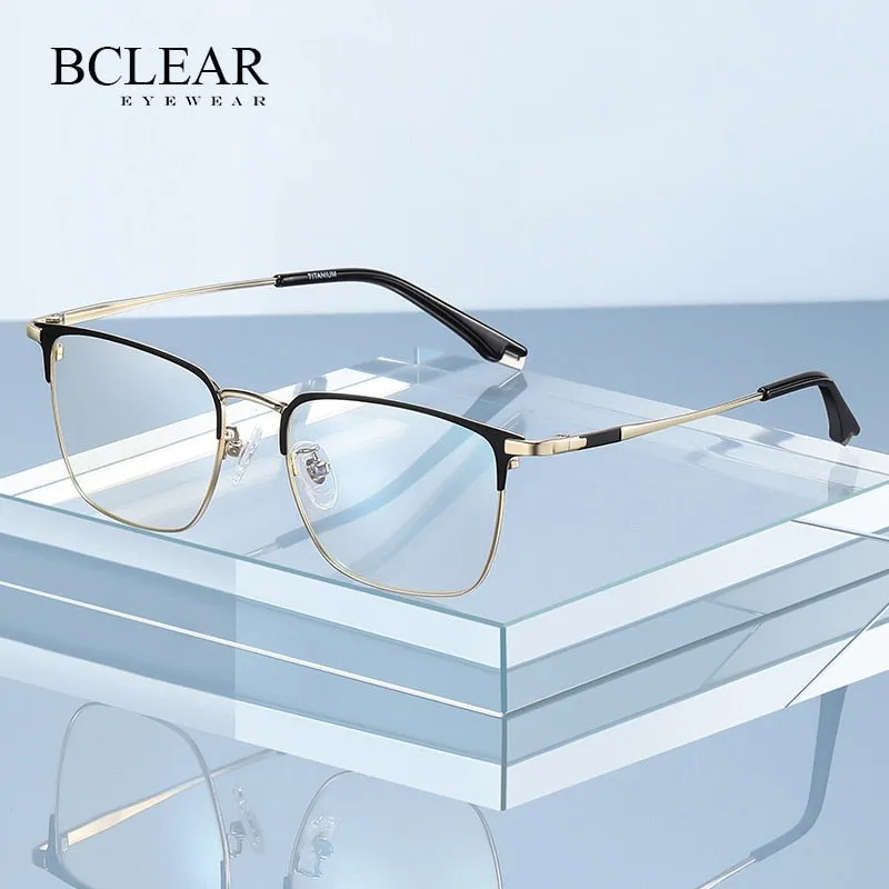 Bclear Unisex Full Rim Square Titanium Eyeglasses Wdpt915