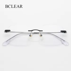 Bclear Unisex Rimless Square Titanium Frame Eyeglasses Myw01
