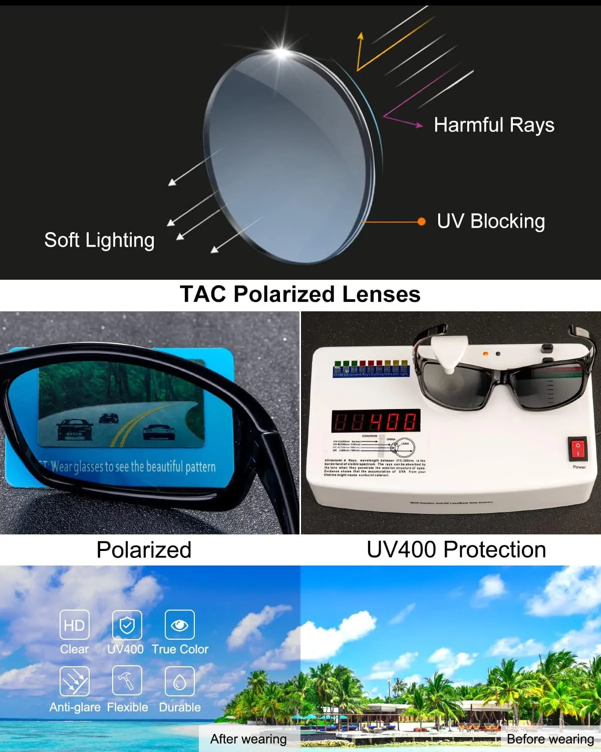 BEALER Polarized Sports Sunglasses for Men Lightweight TR90 Frame Sun Glasses Driving Cycling Fishing UV Protection Shades