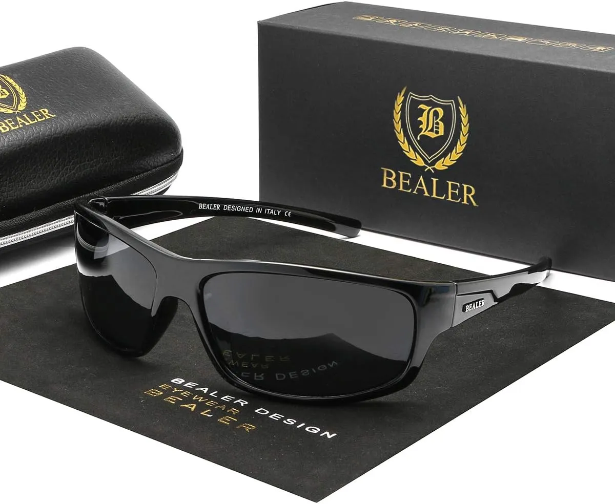 BEALER Polarized Sports Sunglasses for Men Lightweight TR90 Frame Sun Glasses Driving Cycling Fishing UV Protection Shades