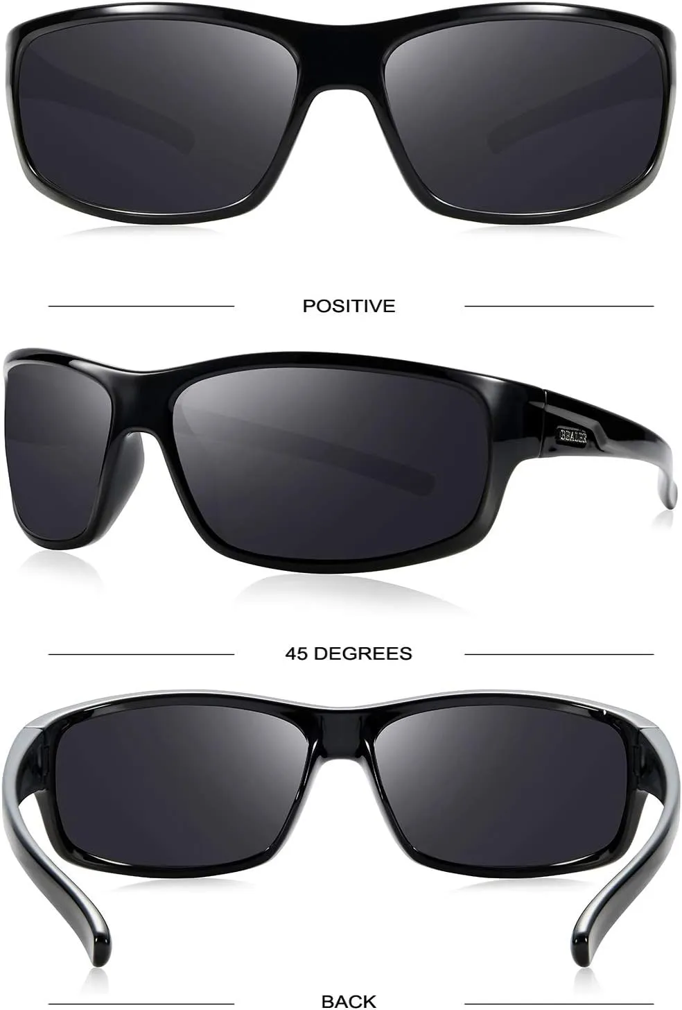 BEALER Polarized Sports Sunglasses for Men Lightweight TR90 Frame Sun Glasses Driving Cycling Fishing UV Protection Shades