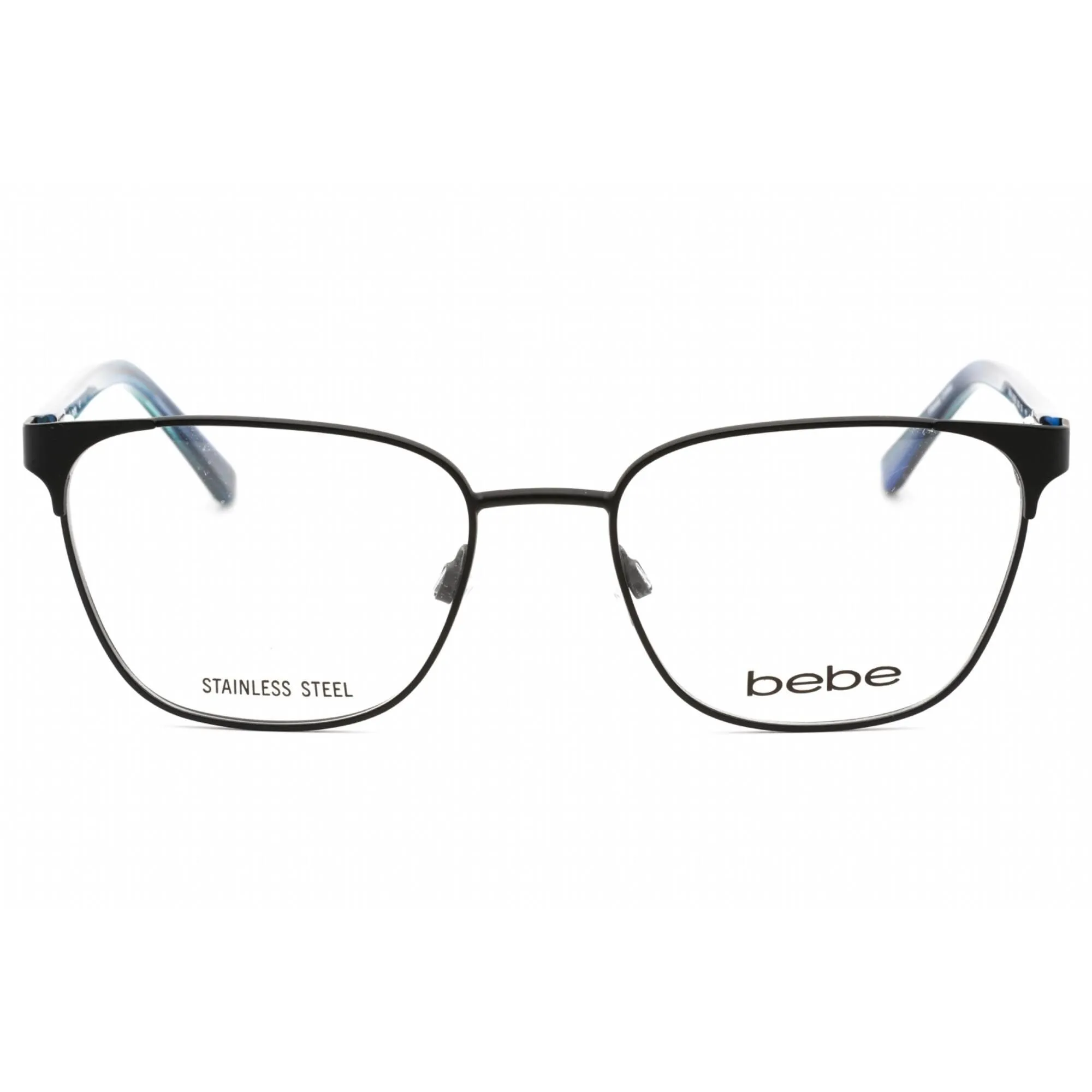 Bebe Women's Eyeglasses - Clear Demo Lens Jet Square Plastic/Metal Frame | BB5200 001