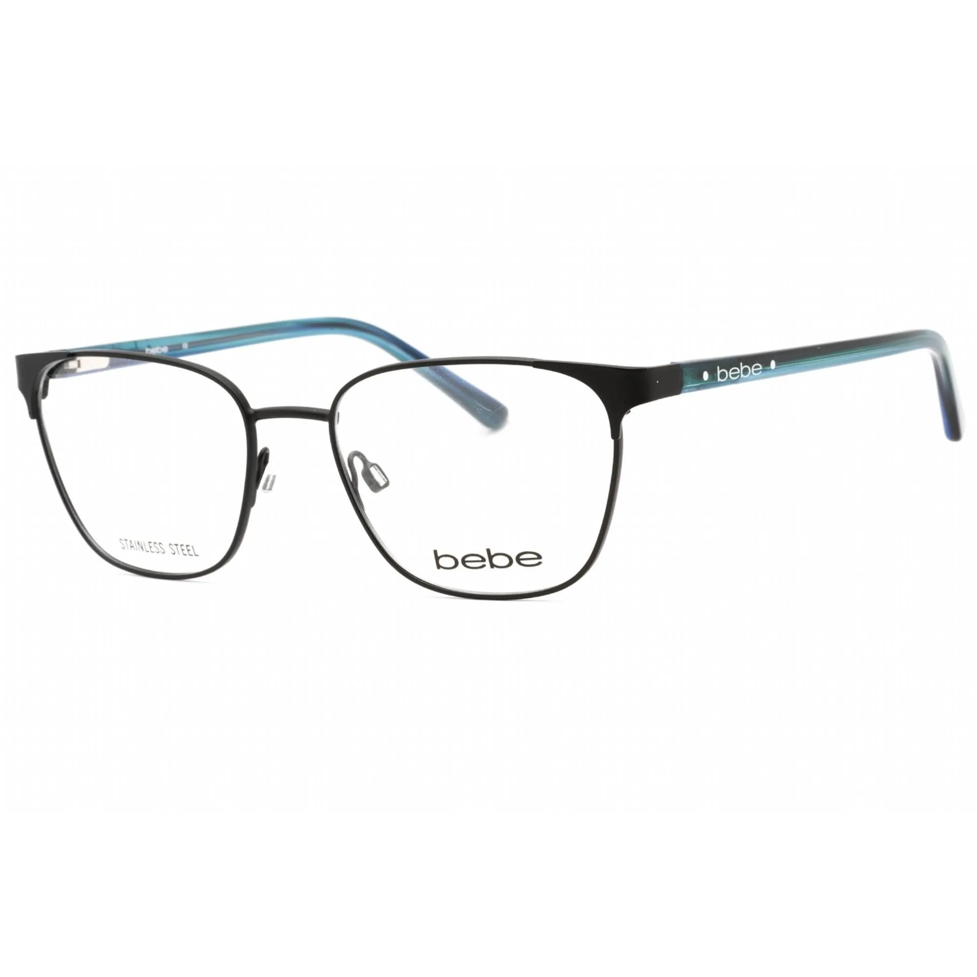 Bebe Women's Eyeglasses - Clear Demo Lens Jet Square Plastic/Metal Frame | BB5200 001