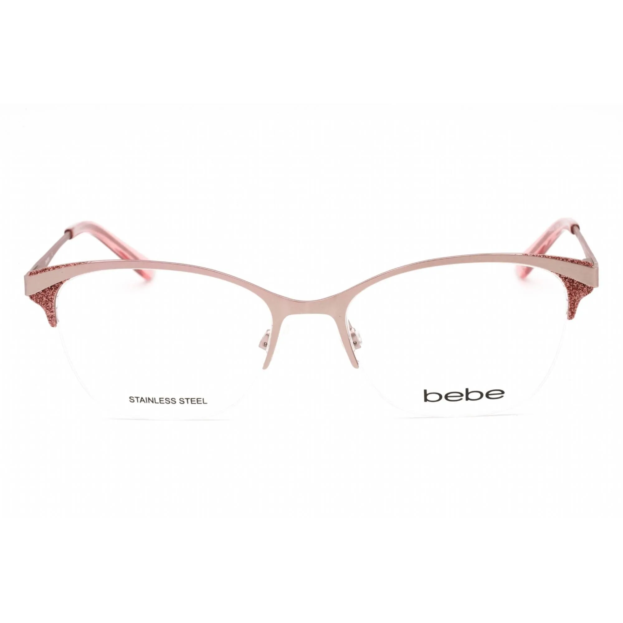 Bebe Women's Eyeglasses - Rose Gold Metal Half Rim Rectangular Frame | BB5204 770