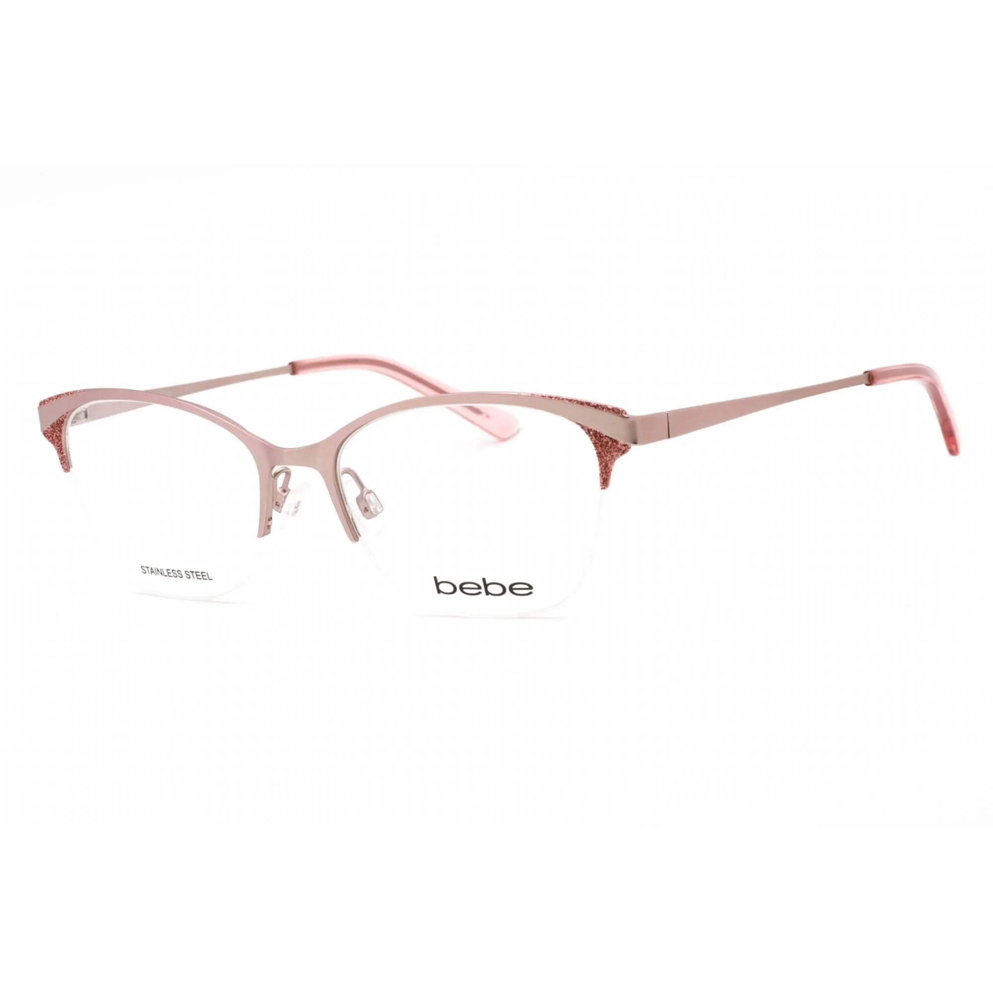 Bebe Women's Eyeglasses - Rose Gold Metal Half Rim Rectangular Frame | BB5204 770