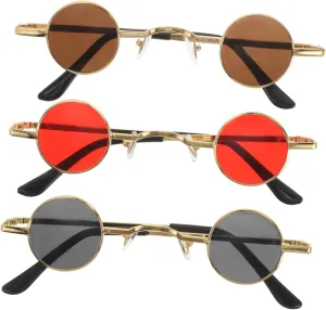 BESTOYARD Vintage Circle Glasses Set Retro Steampunk Sunglasses for Women Small Frame Gothic Hip Hop Shades Trendy Round Eyewear Comfortable Sunglasses