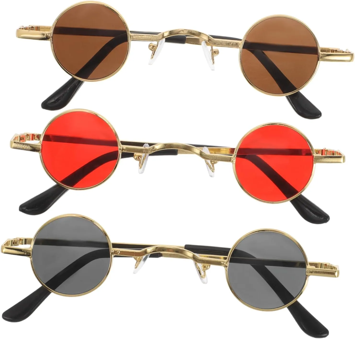 BESTOYARD Vintage Circle Glasses Set Retro Steampunk Sunglasses for Women Small Frame Gothic Hip Hop Shades Trendy Round Eyewear Comfortable Sunglasses