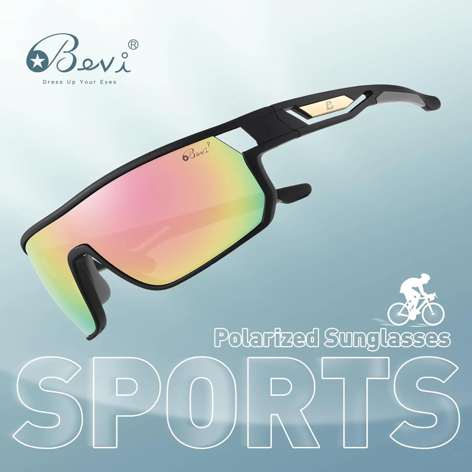 Bevi Polarized Sports Sunglasses TR90 Unbreakable Frame for Men Women Running Cycling Baseball